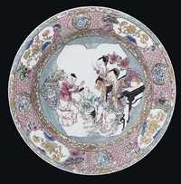 YONGZHENG (1723-35) A FAMILLE ROSE EGGSHELL DEEP PLATE